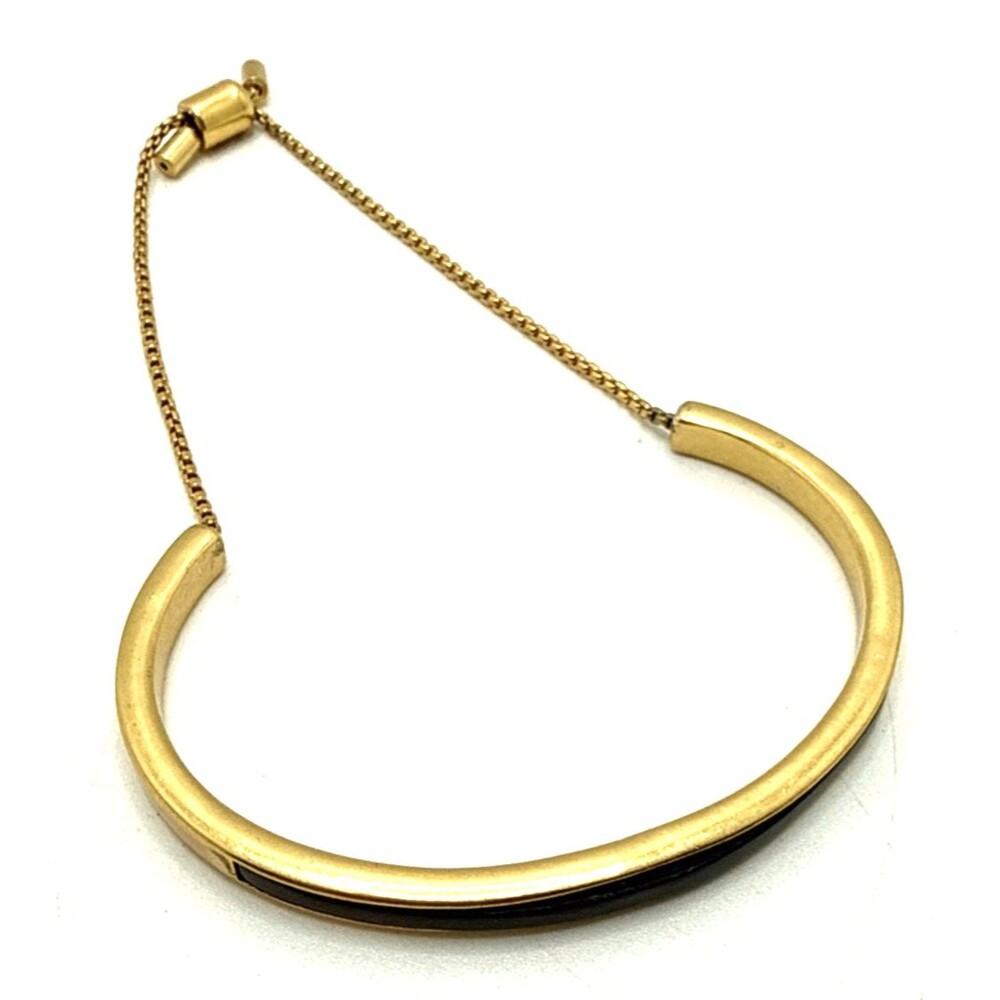 Vintage MADEWELL Black Enamel Gold Tone Adjustable Bracelet 7" to 8.5"